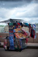 Market stand selling matryoshkas at the Neva Riverside Saint Petersburg