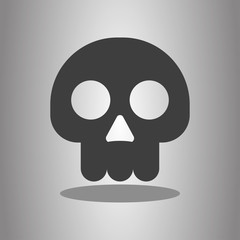 Skull simple icon with shadow. Flat desing