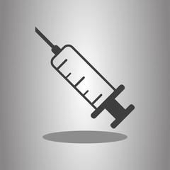 Syringe simple icon with shadow. Flat desing