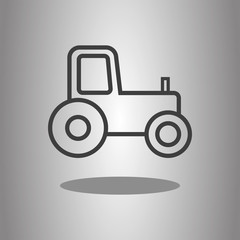 Tractor simple icon with shadow. Flat desing