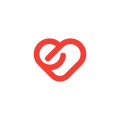 Letter E in heart view, vector symbol design