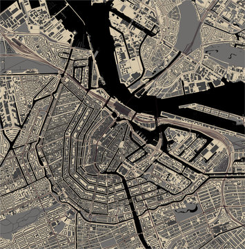 map of the city of Amsterdam, Netherlands