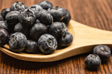 blueberry with spoon on the table