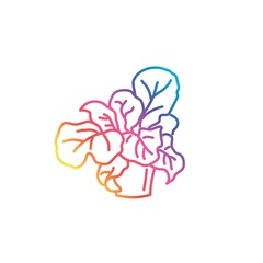 Plant in the pot. Rainbow colors in linear vector illustration. 