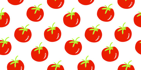 Vegetables, red tomatoes, geometric seamless pattern on a white background, vector.