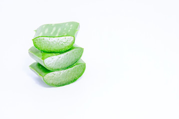 Aloe vera sliced isolated on white background with clipping path