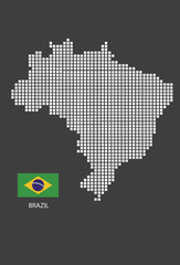 Brazil map design square with flag Brazil.