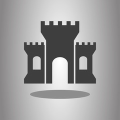 Castle simple icon with shadow. Flat desing