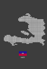 Fototapeta na wymiar Haiti map design white square, black background with flag Haiti.