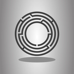 Maze simple icon with shadow. Flat desing
