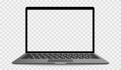 Modern glossy laptop on white background. Vector - obrazy, fototapety, plakaty