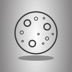 Moon simple icon with shadow. Flat desing