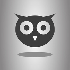 Owl simple icon with shadow. Flat desing