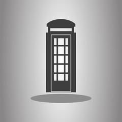 Phone booth simple icon with shadow. Flat desing
