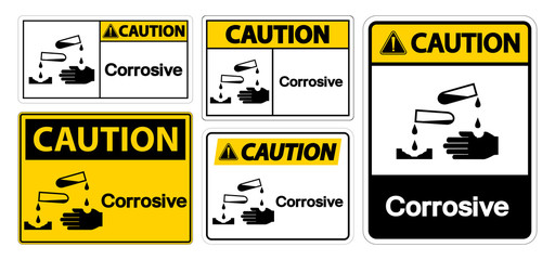 Caution Corrosive Symbol Sign Isolate On White Background,Vector Illustration EPS.10