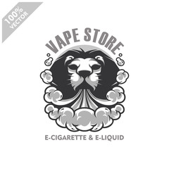 Lion head vapor e-cigarette, vape, vaporizer cigarette, electronic smoke, Design element for company logo, label, emblem, apparel or other merchandise. Scalable and editable Vector.