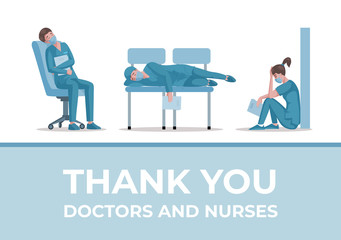 Thank you, doctors and nurses vector banner design with text. Stop Coronavirus covid-19 poster concept.