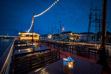 View from the upper deck of a historic saloon ship