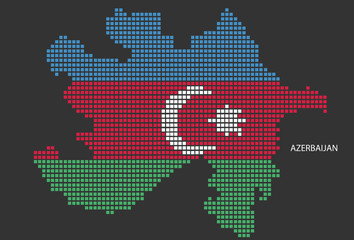 Fototapeta premium Azerbaijan map design flag Azerbaijan square, black background.