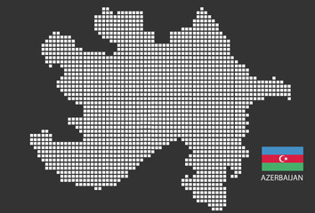 Fototapeta na wymiar Azerbaijan map design white square, black background with flag Azerbaijan.