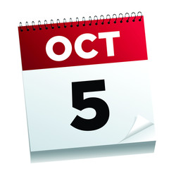 October 5th on a calendar page - illustrated. 