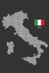 Fototapeta premium Italy map design white square, black background with flag Italy.