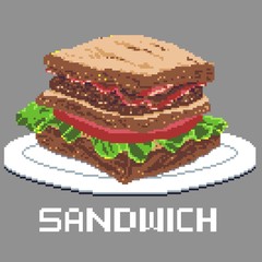 Illustration of sandwich in pixel art style