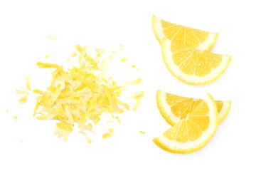 lemon zest isolated on white background. healthy food - obrazy, fototapety, plakaty