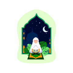 Islamic girl praying illustration