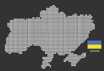 Fototapeta na wymiar Ukraine map design white square, black background with flag Ukraine.