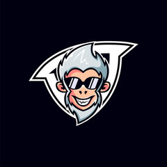 Monkey shield face logo design