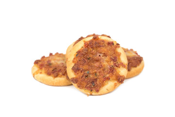 Small mini pizza with salami