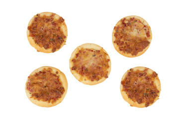 Small mini pizza with salami