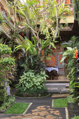 Interior of traditional balinese garden detail