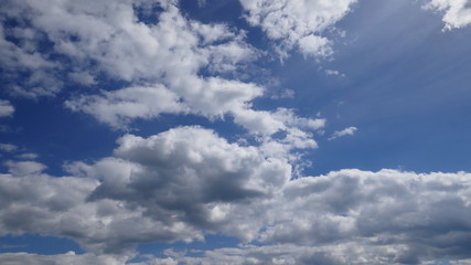 Sky and clouds background, blue and white.