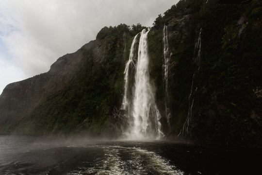 Stirling Falls in Milford Sound, Fiordland National Park, New Zealand