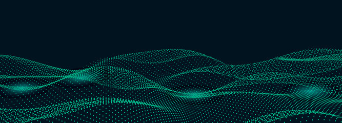 Abstract digital wave of particles. Futuristic point wave. Technology background vector. Vector illustration