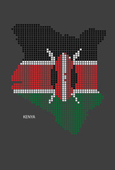 Kenya map design flag square, black background.