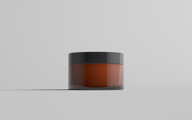 Amber Glass Cosmetic Jar Mockup - One Jar
