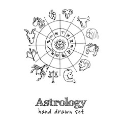 Astrology isolated hand drawn doodles Vector