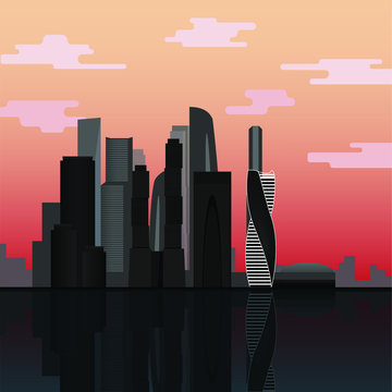 Moscow city business district skyline 2020