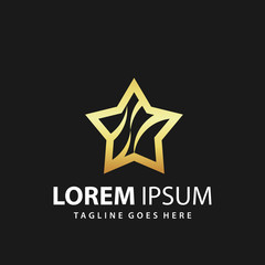 Abstract Star Gold Company Logo Design Template Vector Premium