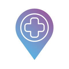 Fototapeta premium medical cross symbol with pin location gradient silhouette style