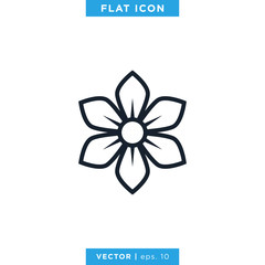 Flower Icon Vector Design Template. Editable Stroke