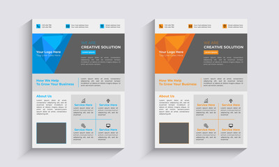 Business flyer design creative geometric Shape, corporate flyer size A4 template, full editable EPS format.