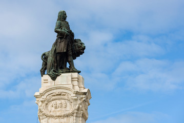 detail of Statue  Marques De Pombal In Lisbon Portugal
