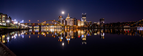 Pittsburgh at Night with Moon