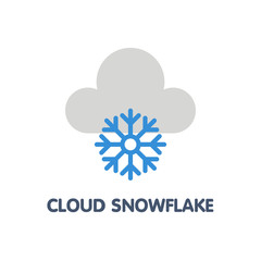 Cloud snowflake flat icon design style illustration on white background
