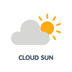 Cloud sun flat icon design style illustration on white background