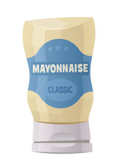 Glossy plastic bottle for white sauce dressing mayonnaise